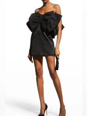 NWT Rotate Birger Christensen Natalie Oversized Bow Mini Dress Size EU 36/US 4